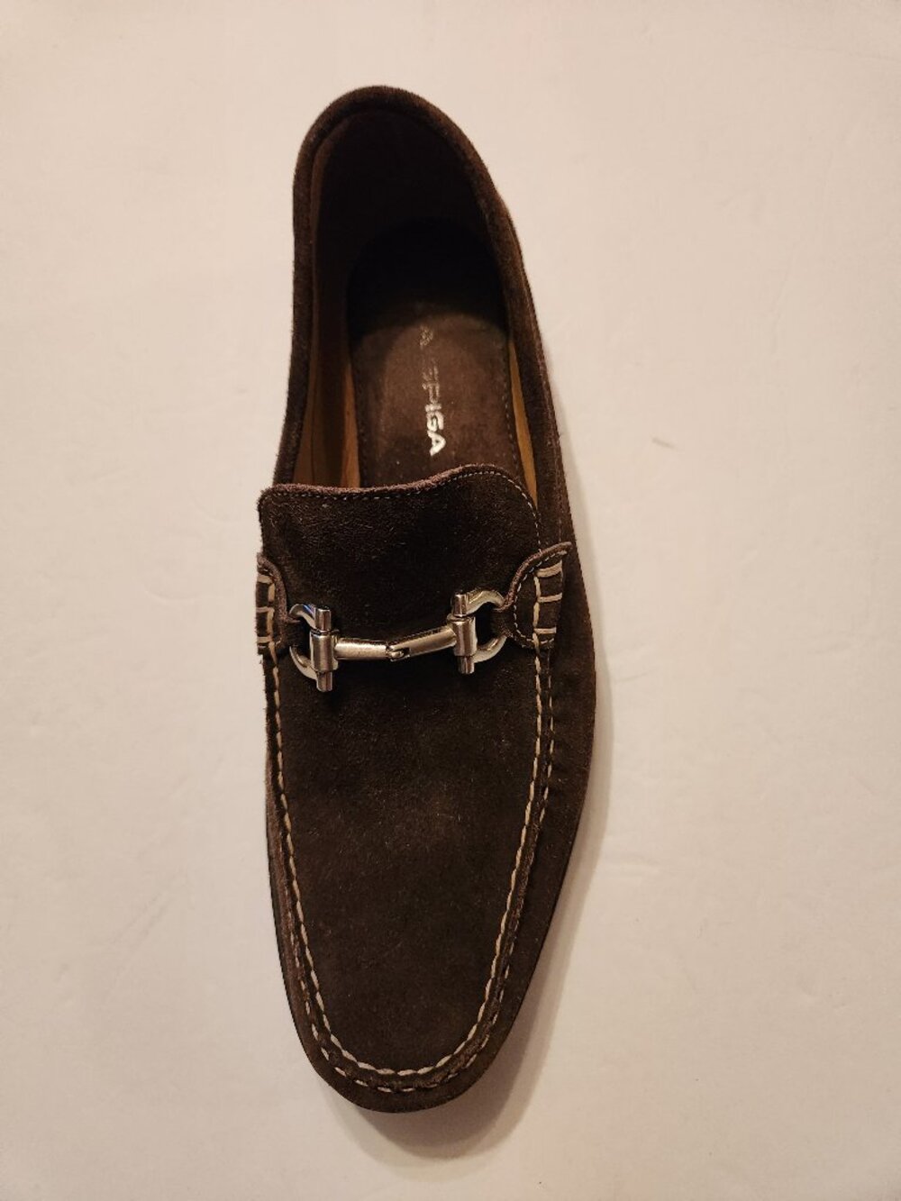 Via spiga men's brown leather suede slip on dress shoes  size: 9.5M